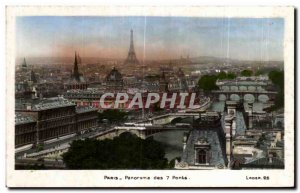 Old Postcard Panorama of Paris Eiffel Tower 7 Bridges