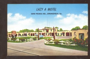 SPRINGFIELD ILLINOIS ROUTE 66 LAZY A MOTEL VINTAGE ADVERTISING POSTCARD ILL.