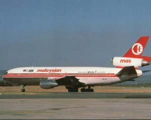 Malaysian Airline MAS Airplane DC 10 30 9M MAV CD 48283 Vintage Postcard 