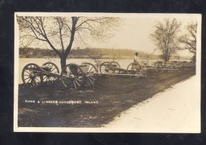 RPPC WWII BATTLE ACTION GOVERNMENT ISLAND GUNS & LIMBERS REAL PHOTO POSTCARD