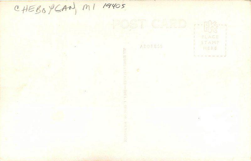 Autos Post Office Cheboygan Michigan 1940s RPPC Photo Postcard Cook 13168