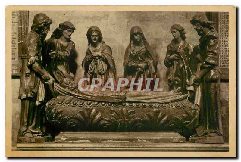 Postcard Marmande Old Parish Church The Entombment of Christ wooden Group