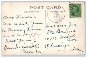1913 Christmas Best Wishes Greetings From Pella Iowa Vintage Antique IA Postcard