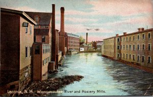 New Hampshire Laconia Winnepesaukee River and Hosiery Mills 1910