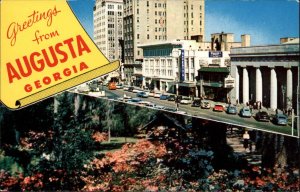 Augusta GA Georgia Broad Street Gardens c1950-60s Vintage Postcard