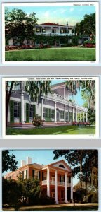 3 Postcards NATCHEZ, Mississippi MS ~Historic Homes LINDEN, ELMSCOURT, ARLINGTON