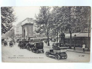 Paris France Fantastic Street View of Cars & Cabs Vtg Antique Postcard c1905