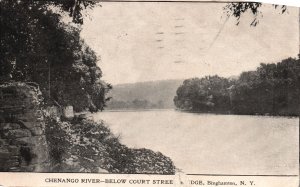 Vintage Postcard 1922 Chenango River Below Court Street Bridge Binghamton N.Y.