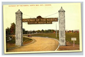 Vintage 1910's Colorized Photo Postcard Antique Auto North Bay Ontario Canada