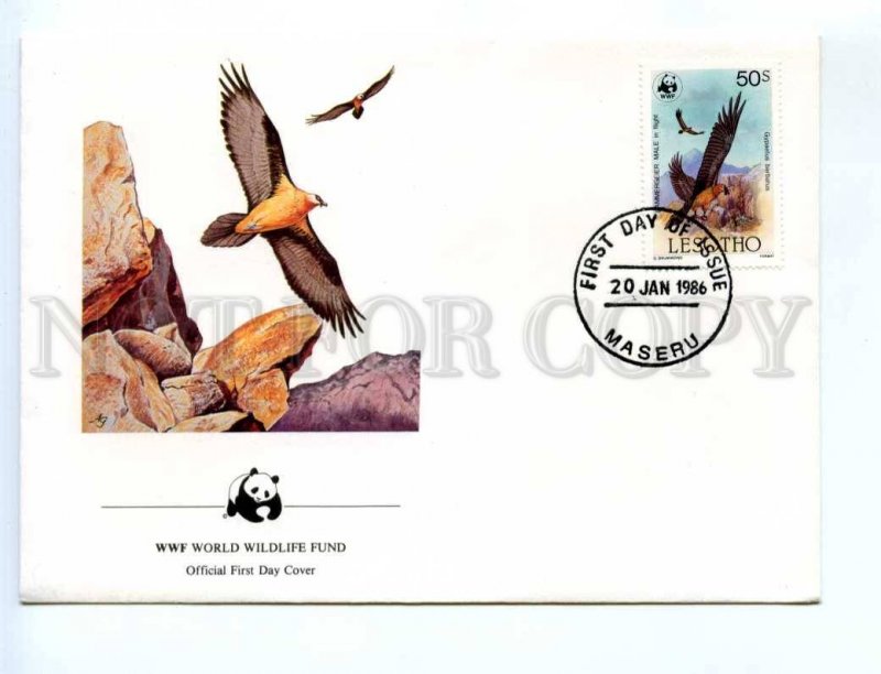 417030 LESOTHO 1986 year WWF Bird Eagle Drummond First Day COVER