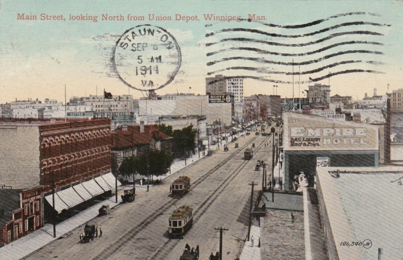 Canada Manitoba Winnipeg Trolleys On Main Street Looking North sk3078