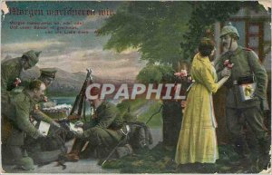 Old Postcard Morgen marschieren mir ade ade