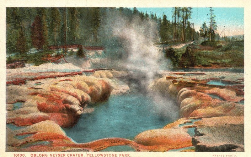 Vintage Postcard Oblong Geyser Crater Yellowstone National Park Wyoming J.E. H.