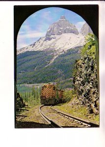 Railway Tracks w Train Cutting Through Cathedral Mountain, Britsh Columbia,