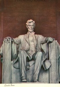 Postcard Lincoln Statue Center Hall Lincoln Memorial Sculpture Washington DC