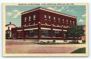 TUPPER LAKE, NY New York ~ HOTEL NORTHLAND Street View c1940s Roadside Postcard