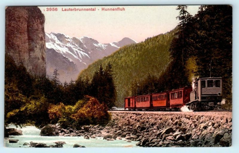 LAUTERBRUNNENTAL - HUNNENFLUH Switzerland TRAIN Railroad c1910s Postcard