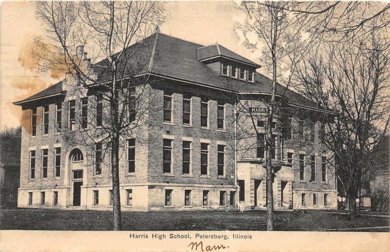 F47/ Petersburg Illinois Postcard c1910 Harris High School Building