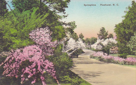 North Carolina Pinehurst Springtime Handcolored Albertype