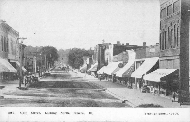 Seneca Illinois Main Street Looking North Vintage Postcard JI658445