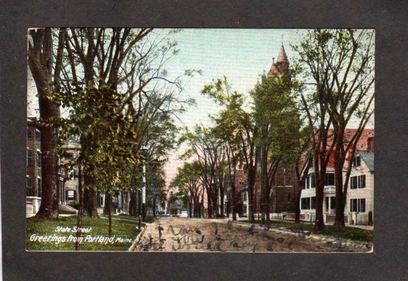 ME State St Street Greetings From Portland Maine UDB Vintage Postcard 1907