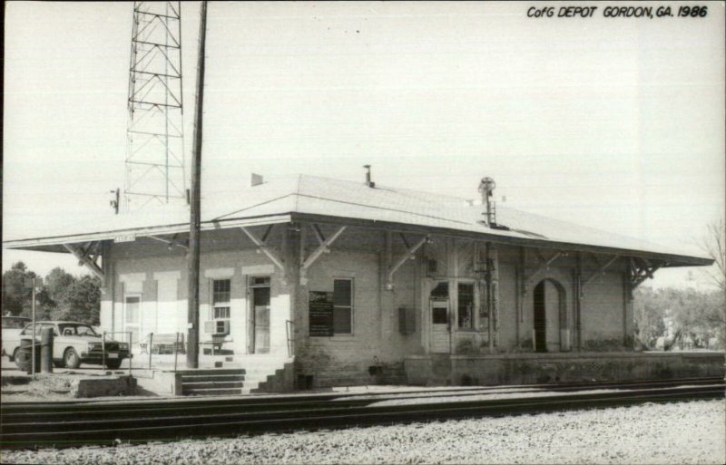 Gordon GA RR Train Depot Station in 1986 Real Photo Postcard