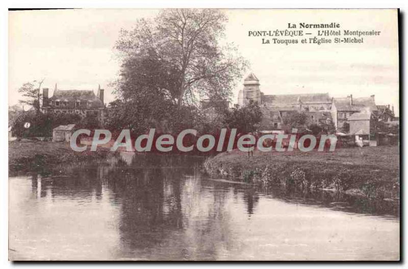 Old Postcard Pont L'Eveque Hotel Montpensier Touques And I'Eglise St Michel