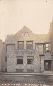 D14/ Three Rivers Michigan Mi Real Photo RPPC Postcard 1908 Public Library