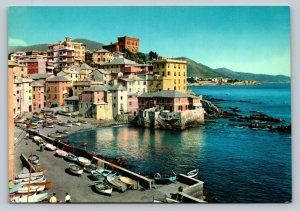 Boats at Boccadasse Fishing Village GENOA Italy 4x6 Vintage Postcard 0190