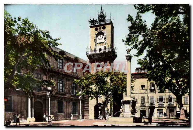 Modern Postcard Aix En Provence Town Hall Square Fountain and belfry