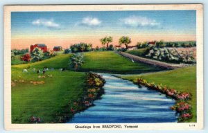 Greetings from BRADFORD, Vermont VT ~ Orange County ca 1940s   Postcard