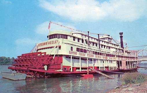 KY - Owensboro. Sternwheeler River Steamboat, now a floating restaurant on th...