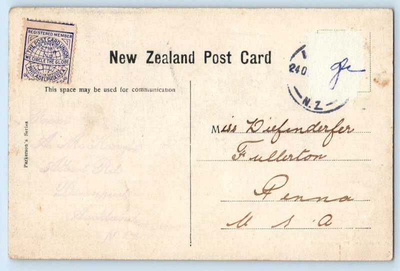 New Zealand Postcard Lake Rotoiti Boat Canoeing c1910 Antique Posted