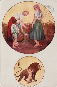 Galerie Ceskych Umelcu Child Lion Agriculture Farming J. Manes Postcard H35