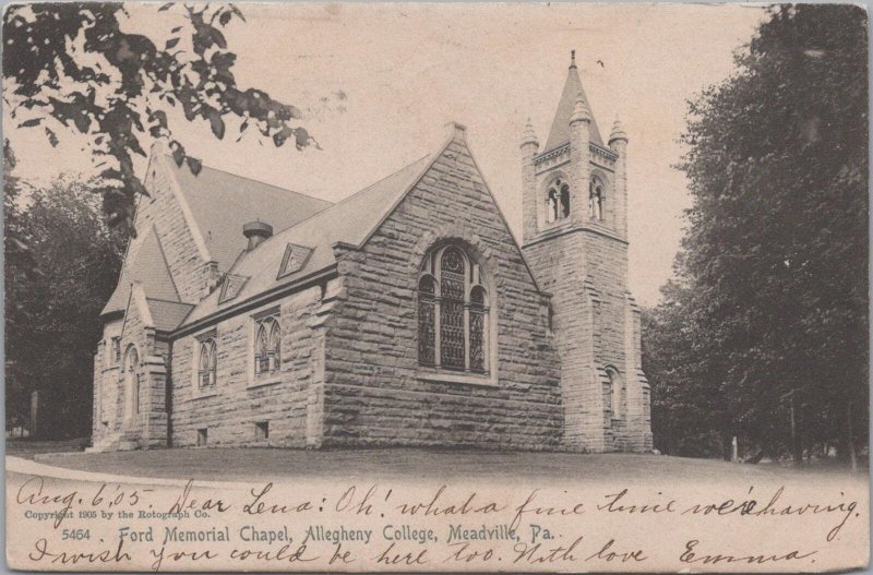 Postcard Ford Memorial Chapel Allegheny College   Meadville PA