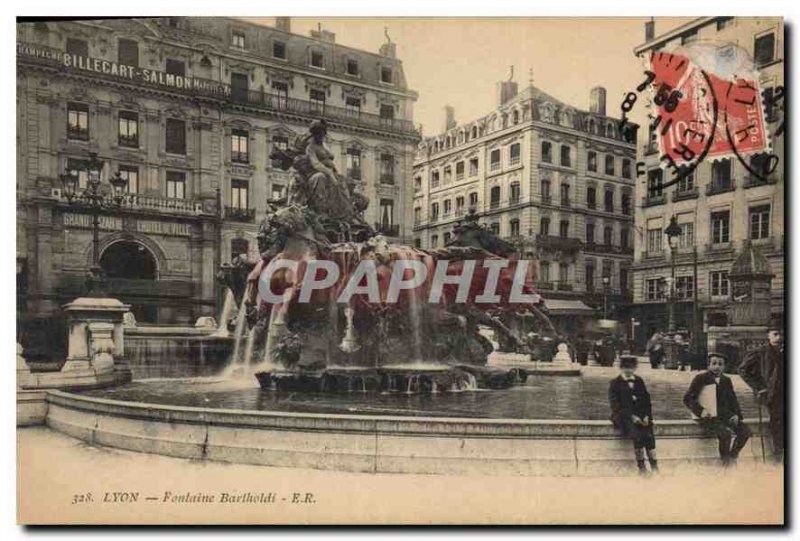 Postcard Old Lyon Fontaine Bartholdi