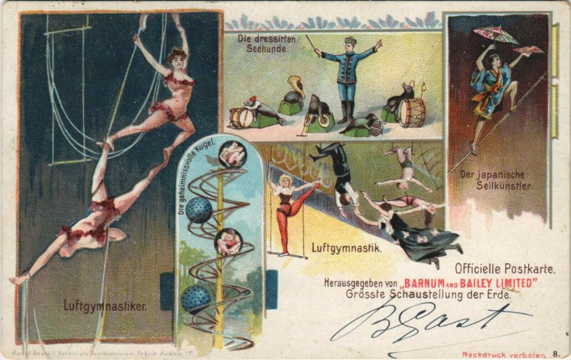 PC ADVERTISING, CIRCUS BARNUM & BAILEY, Vintage Postcard (b27685)