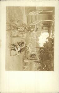 Canada - Little Girl Spinning Wheel Boy w/ Horse Drawn Wagon Amateur RPPC