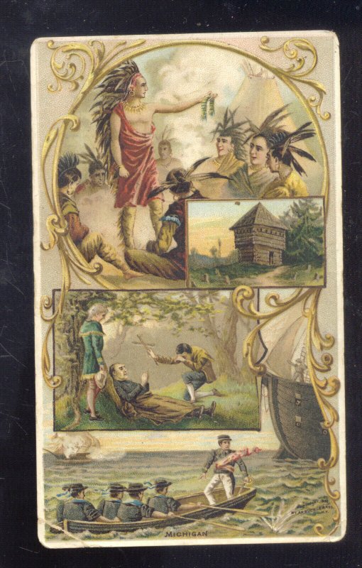 VINTAGE ARBUCKLE BROS. COFFEE VICTORIAN TRADE CARD MICHIGAN ADVERTISING