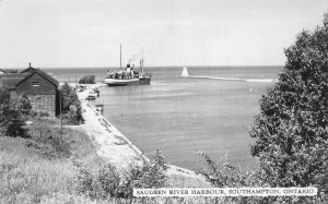 Southampton Ontario Canada Saugeen River Harbour Steamer Real Photo PC AA72768