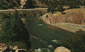 Vintage Postcard Arkansas River & US Hwy Thru Southern Colorado Mountain Views