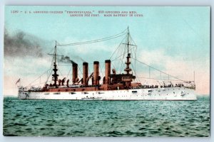 US Navy Ship Postcard US Armored Cruiser Pennsylvania 800 Officers Men 18 Guns