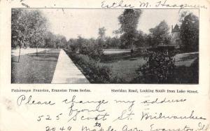 Evanston Indiana Sheridan Road Scenic View Antique Postcard K104355