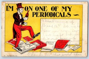 1905 Man With Bird I'm On One Of My Periodicals Belmar NJ Antique Postcard