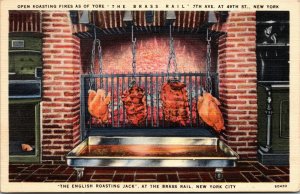 Vtg English Roasting Jack at the Brass Rail Restaurant in New York City Postcard