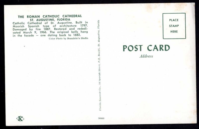 Florida ST. AUGUSTINE The Roman Catholic Cathedral - Chrome