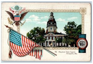 1914 Maryland State Capitol Severn River Historic Annapolis Maryland MD Postcard 