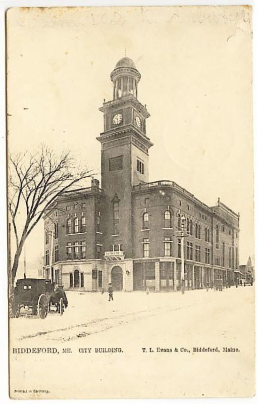 Biddeford ME City Building Snow Horse Wagon Raphael Tuck Postcard