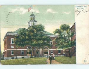 Bent Corner Divided Back POST OFFICE SCENE Brockton Massachusetts MA hs1805