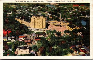 Vtg Battle Creek MI Percy Jones General Hospital Aerial View 1930s Postcard